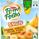 POM'POTES - 5 Fruits Jaunes (Pomme-Abricot-Pêche-Poire-Banane) 4x90g