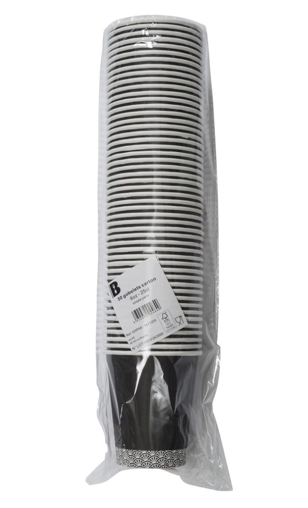 Gobelets en carton de 25cl "ELÉGANCE" 50 pièces