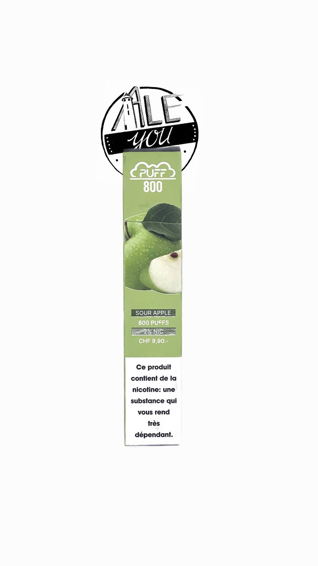Puff Plus - Sour Apple 800 bouffées (2% nicotine)