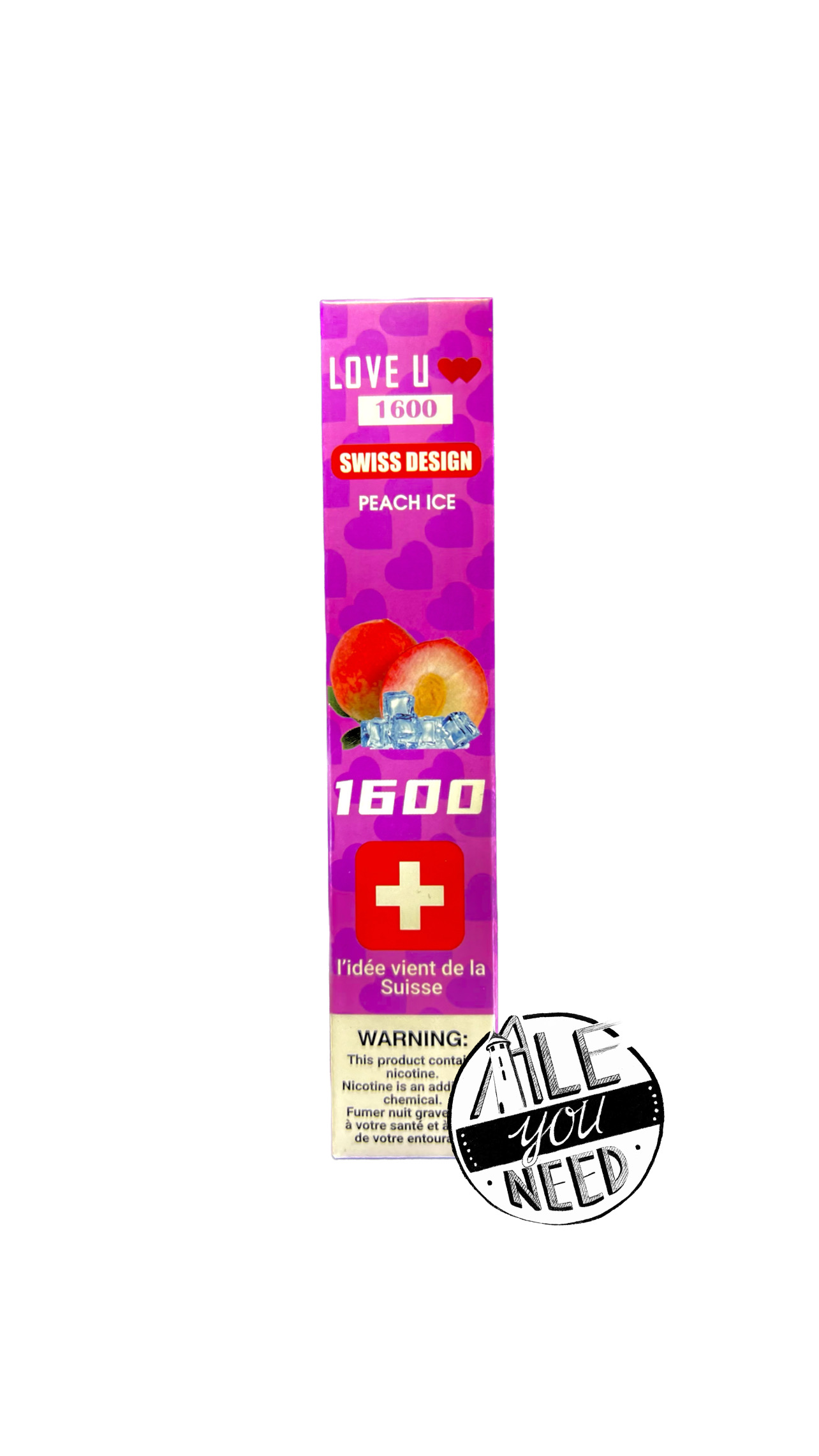 Love U - Pêche Ice 1600 bouffées (2% nicotine)
