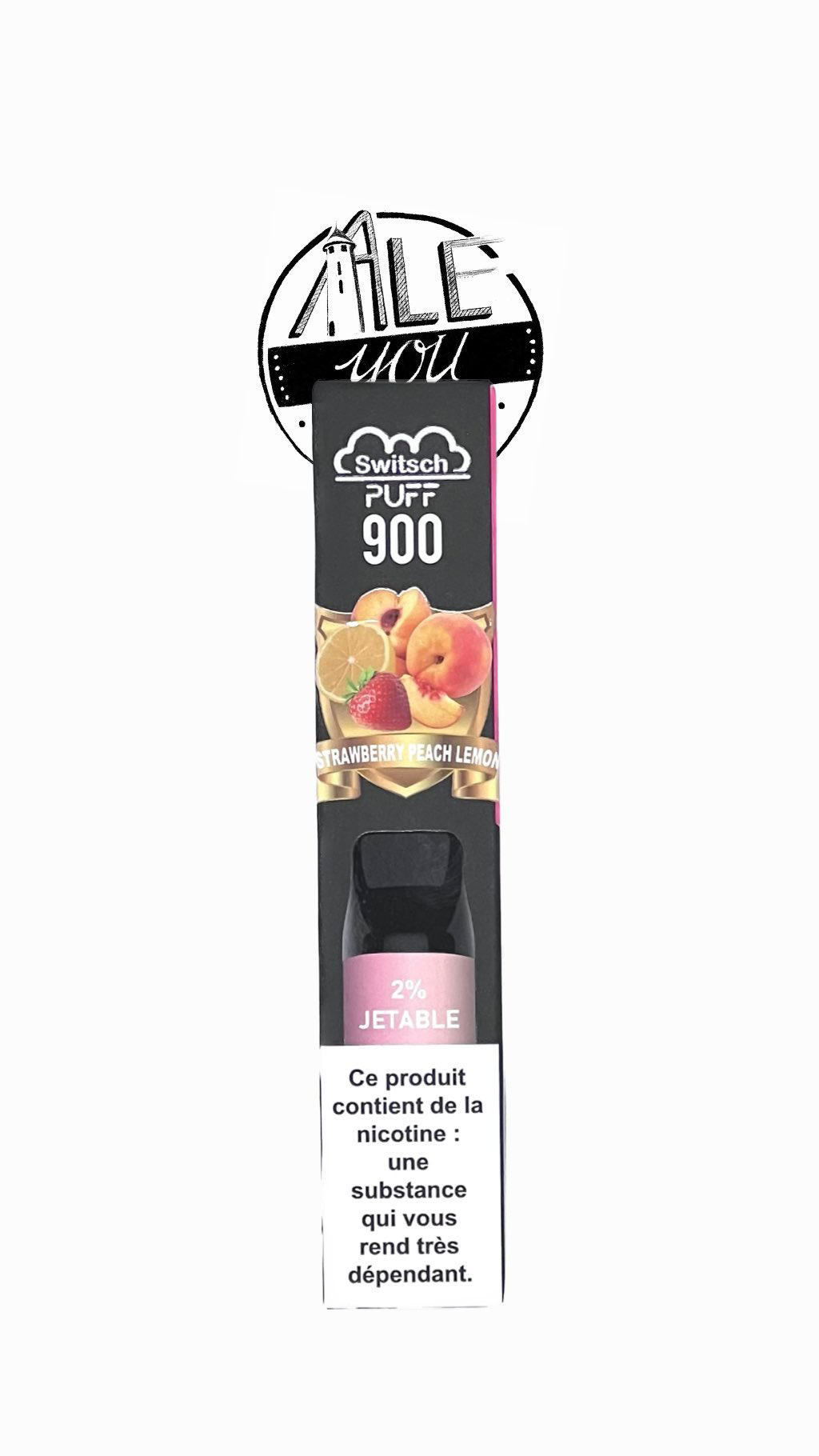 Switsch Puff -  Strawberry Peach Lemon 900 bouffées (2% nicotine)