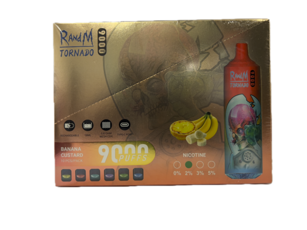 Puff RandM Tornado 9000 2% nicotine Banana Custard Pack de 10