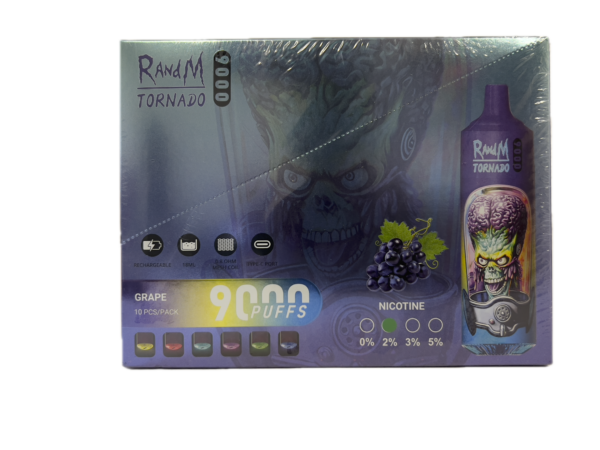 Puff RandM Tornado 9000 2% nicotine Grape Pack de 10