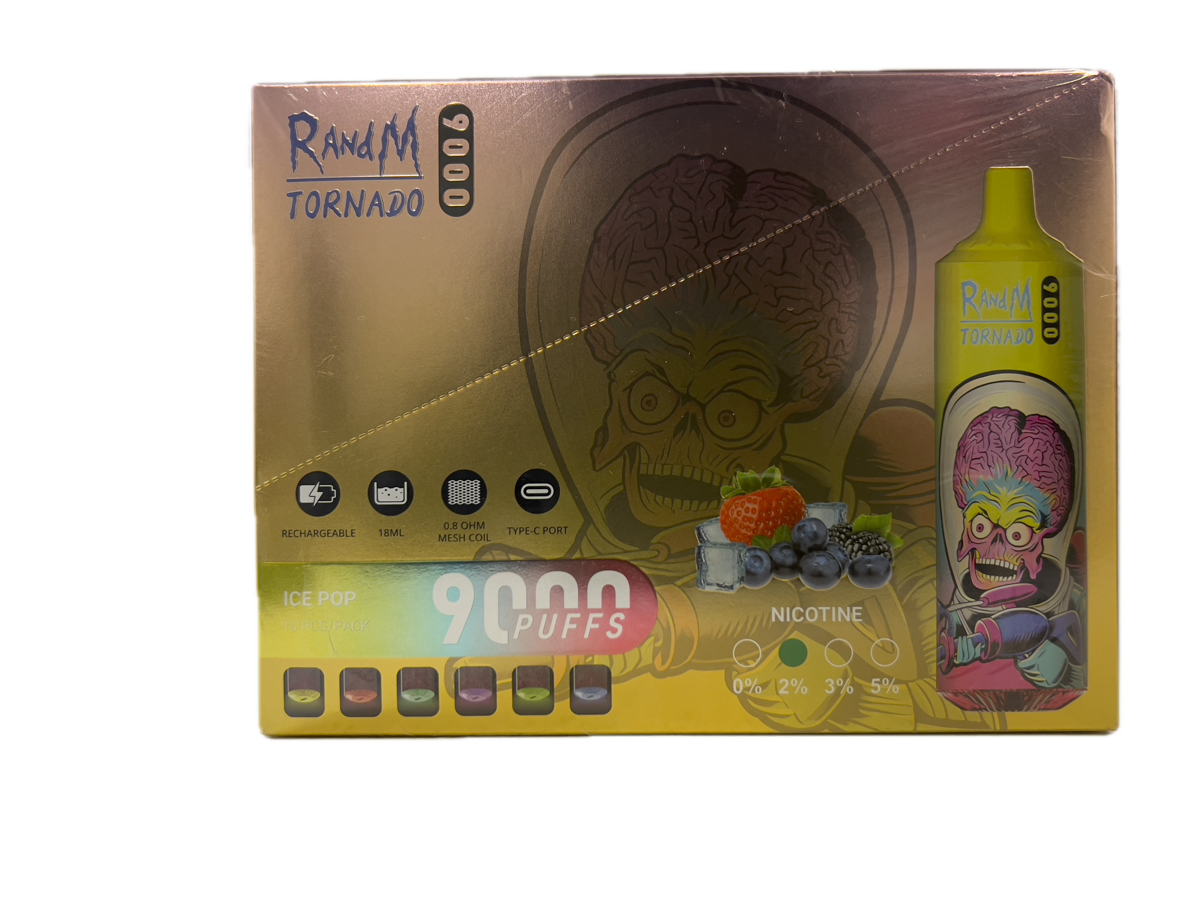 Puff RandM Tornado 9000 2% nicotine  Ice Pop Pack de 10