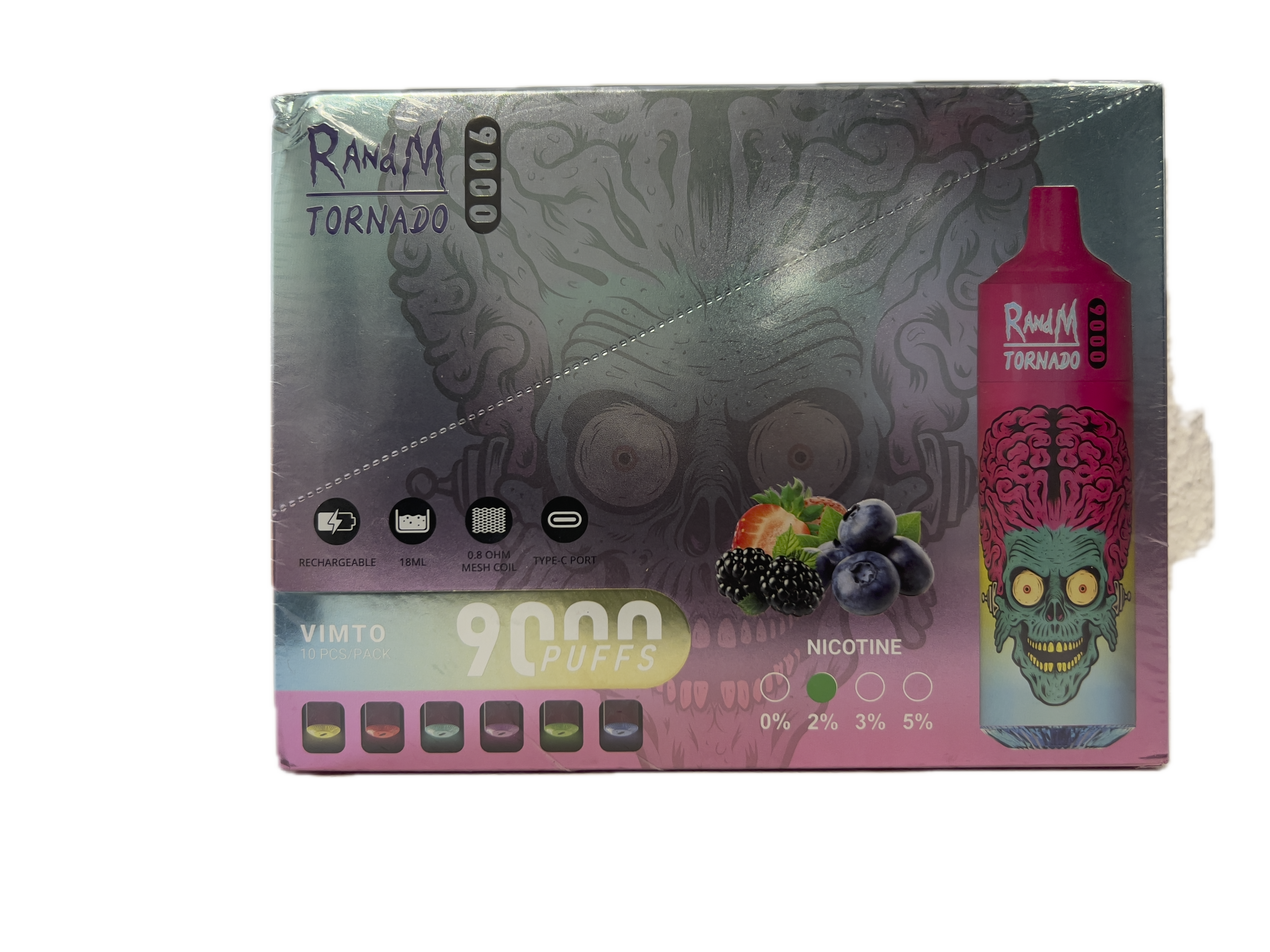 Puff RandM Tornado 9000 2% nicotine VIMTO Pack de 10